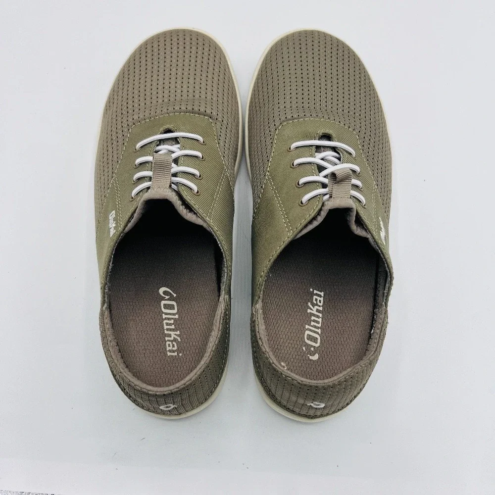 OluKai Men's Nohea Moku No Tie Boat Shoes Clay Tapa Size 40 MSRP $120